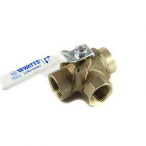 3/4" FPT 3-Way Brass Ball Valve (Watts)